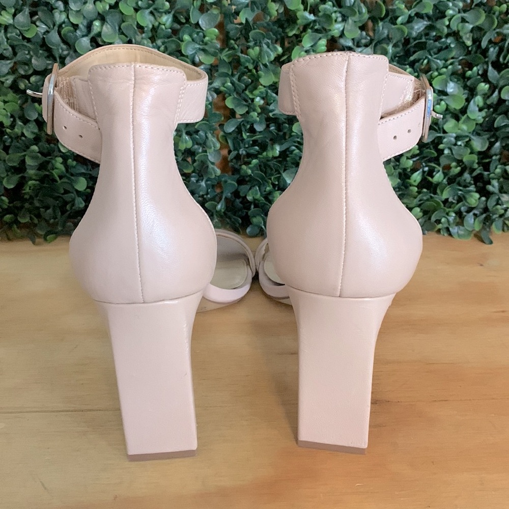 Vince Camuto Leather Buckle Strap Block Heels | 10M | Nude - Picture 3 of 12